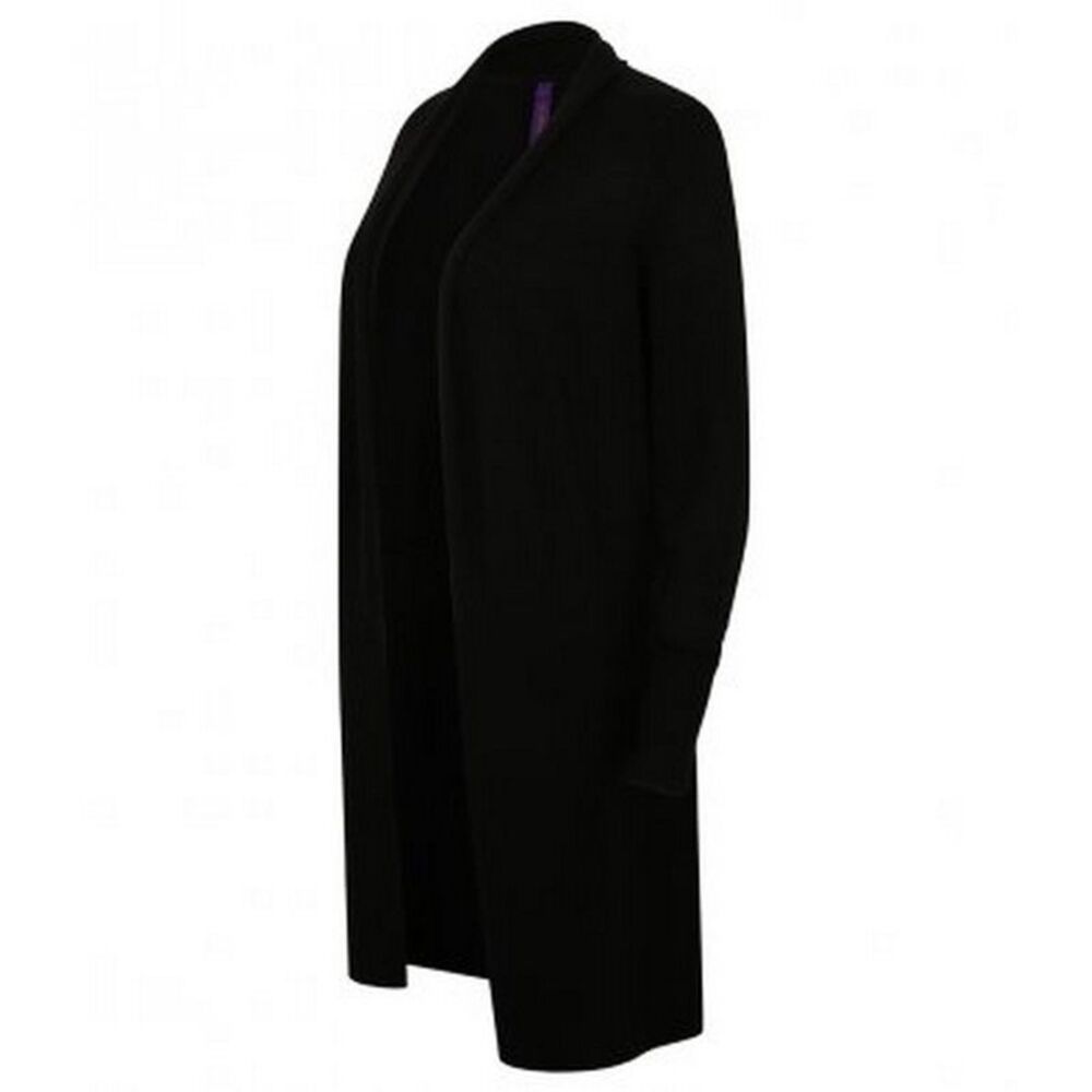 Henbury Womens/Ladies Long Line Open Cardigan / Black